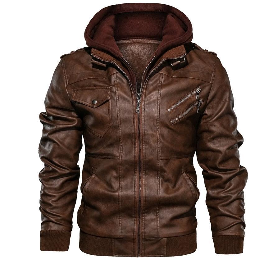 New Men's hooded Leather Jacket (multi varied)