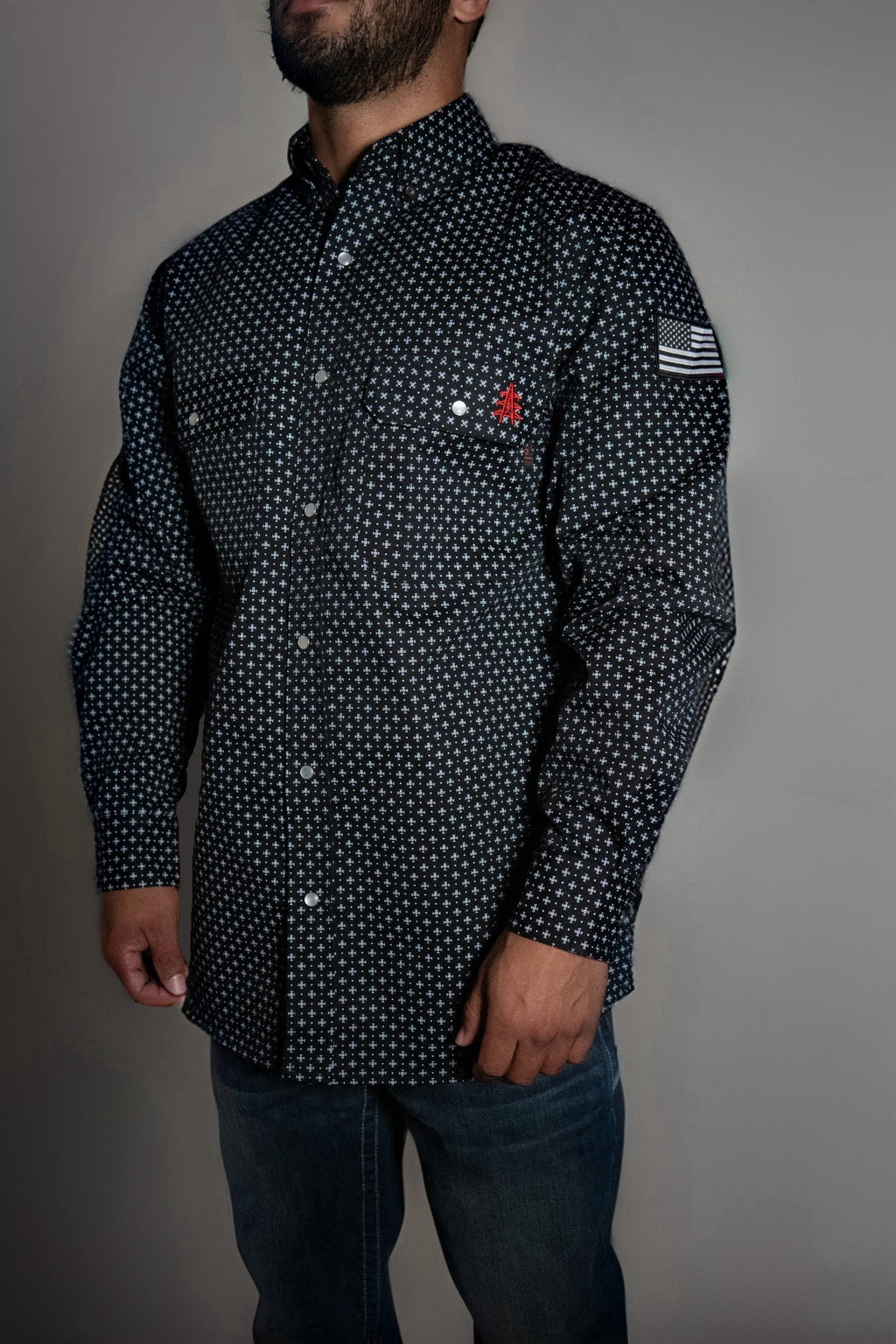 mini crosses long sleeve polo