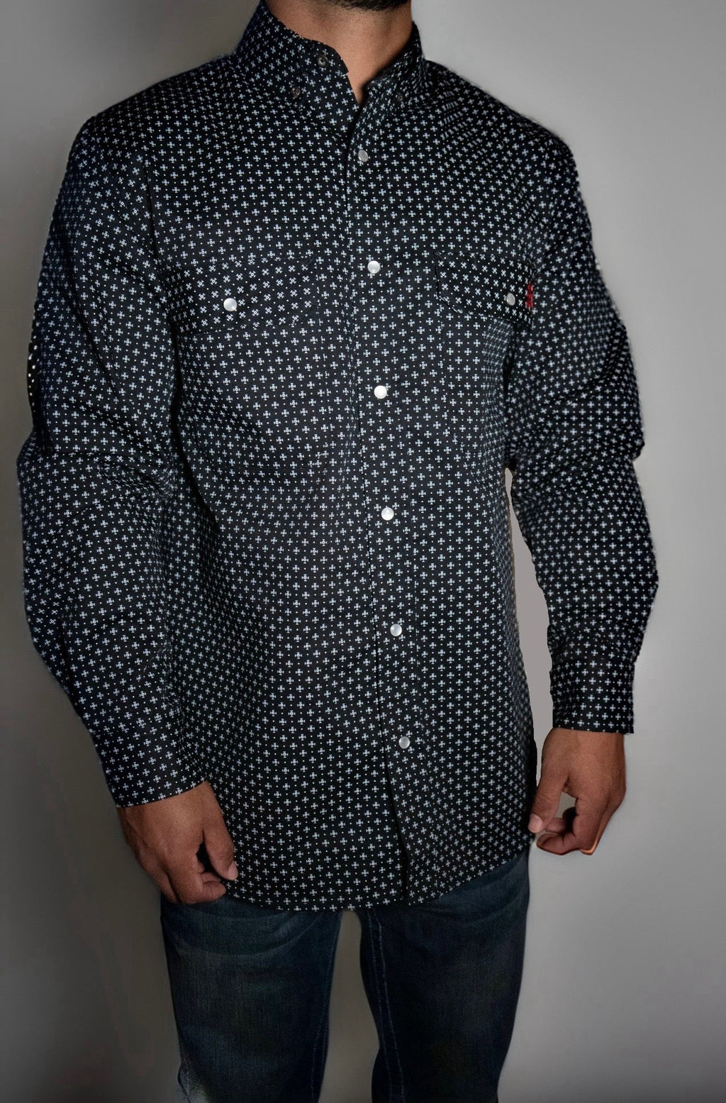 mini crosses long sleeve polo