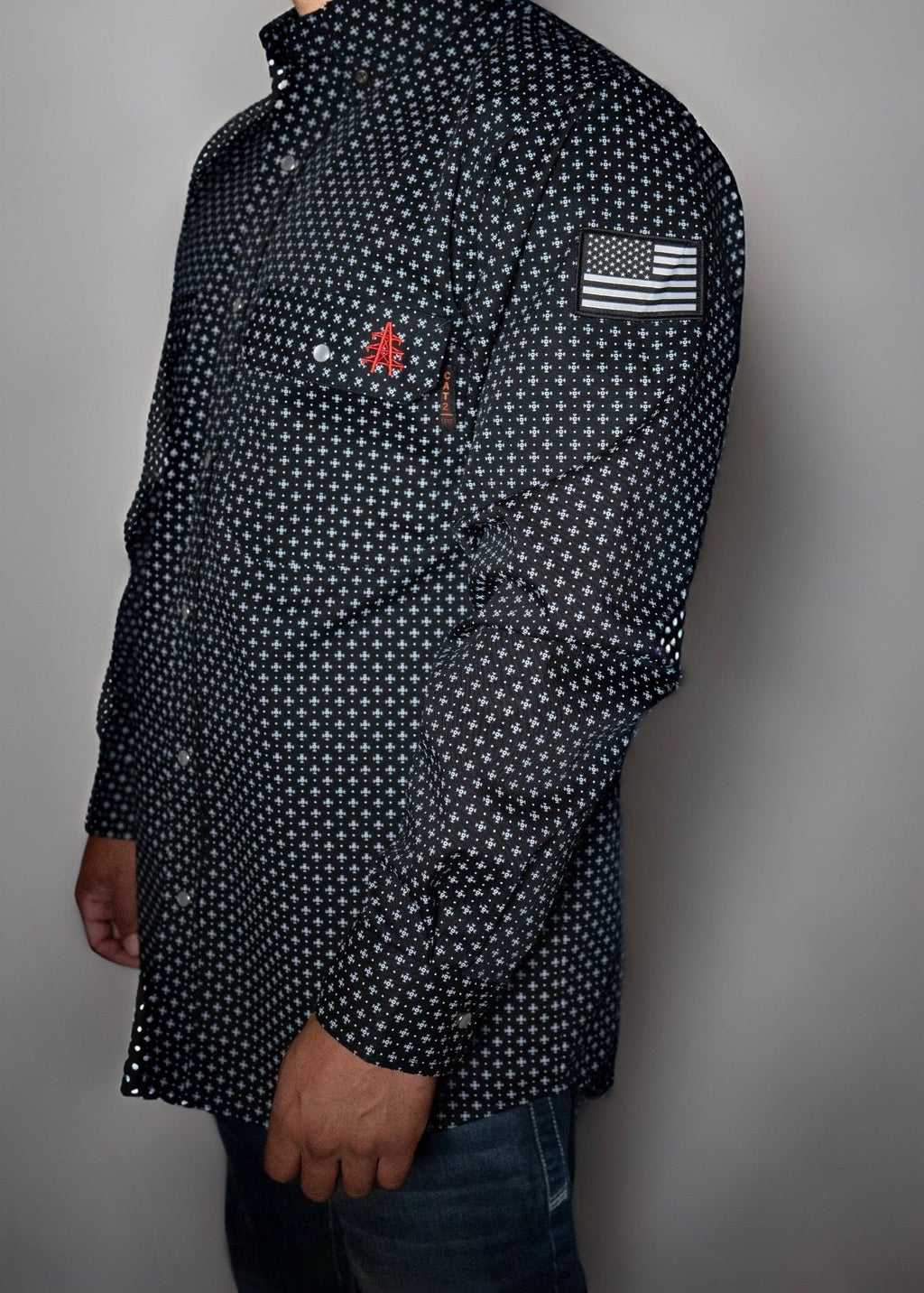 mini crosses long sleeve polo