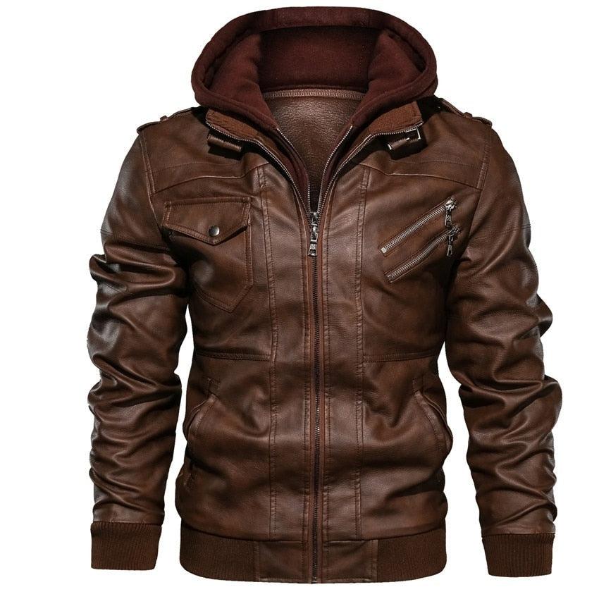 New Men's hooded Leather Jacket (multi varied)