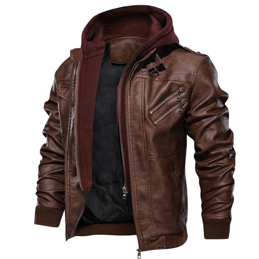 New Men's hooded Leather Jacket (multi varied)