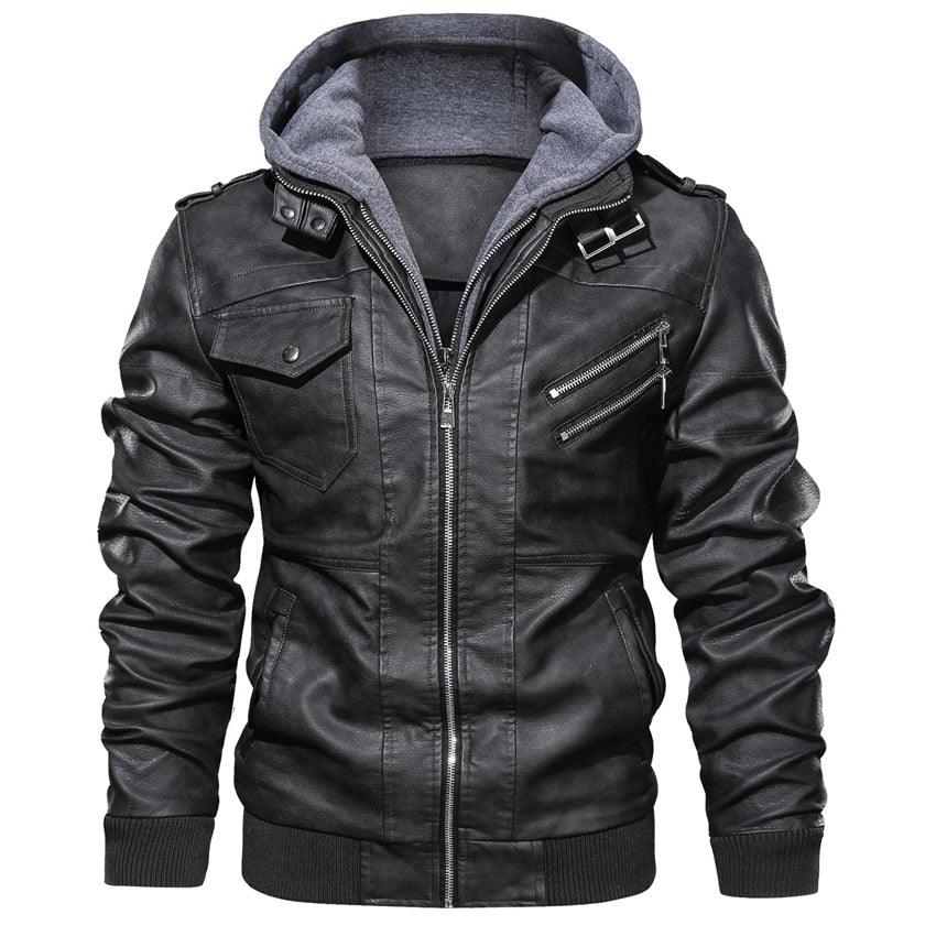 New Men's hooded Leather Jacket (multi varied)
